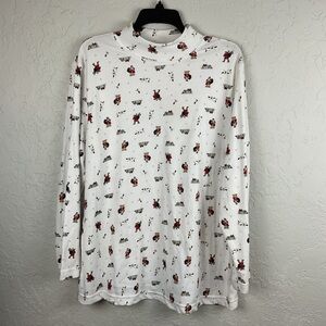 NWT Bobbie Brooks Santa Sleigh Christmas Mock Neck Long Sleeve Shirt